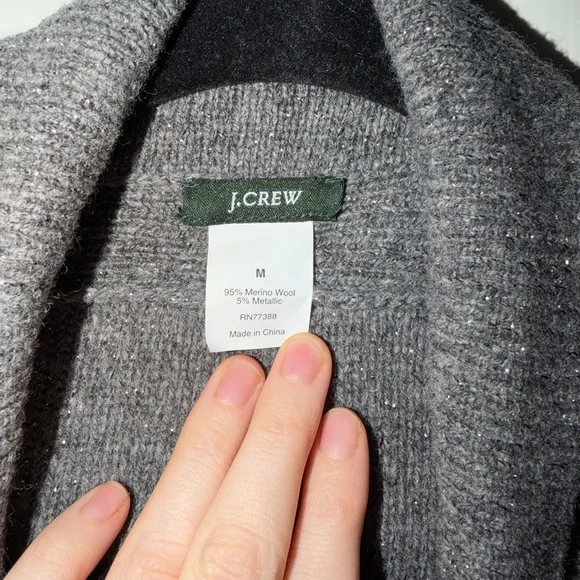 J. Crew Merino Wool Women's Gray Sweater Jacket - Picture 2 of 5